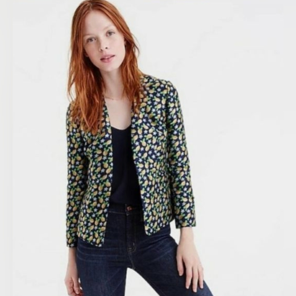 J. Crew Lemon Jacquard Blazer